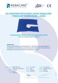 CE-Konformitätserklärung Free EarⒹ Ohrkissen + Decke von REBACARE®